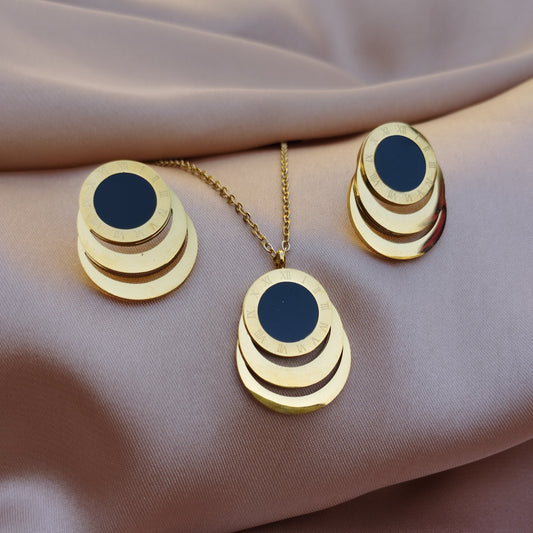 Triple Ring Necklace Set Golden