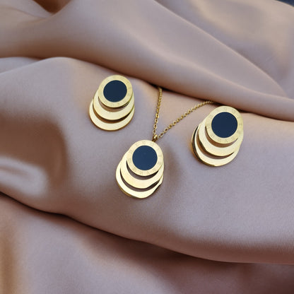 Triple Ring Necklace Set Golden