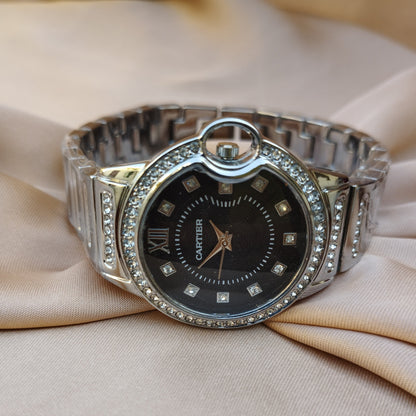 Cartier Black Silver Watch