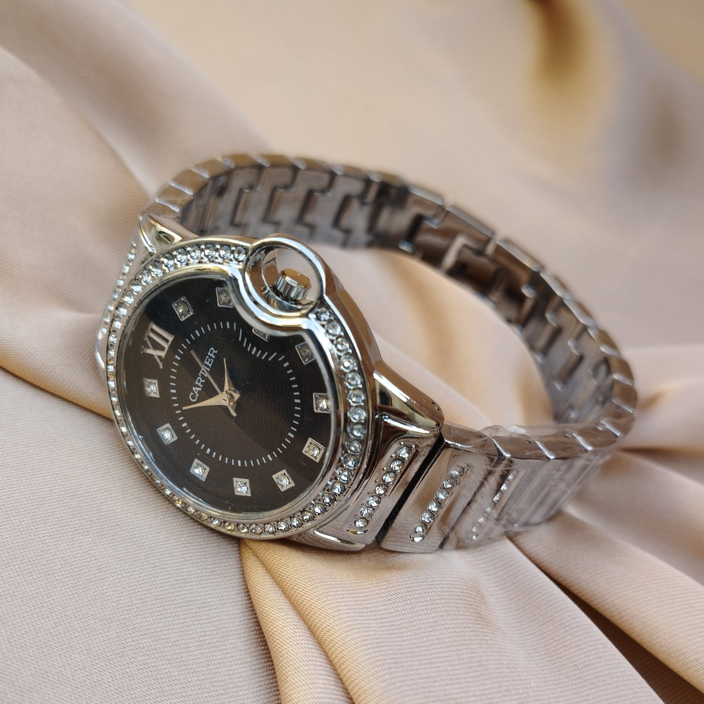 Cartier Black Silver Watch